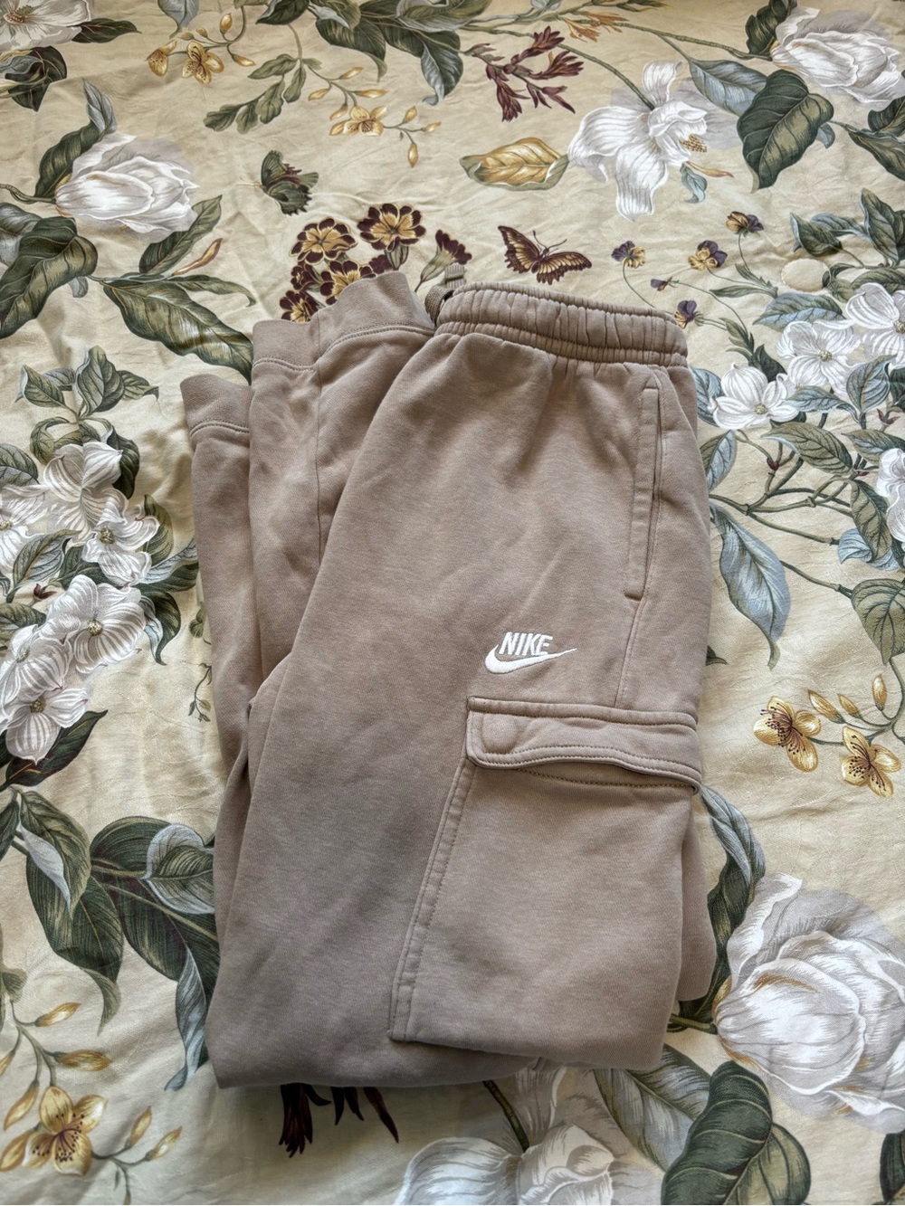 Nike Kids Taupe Sweatpants with White Logo